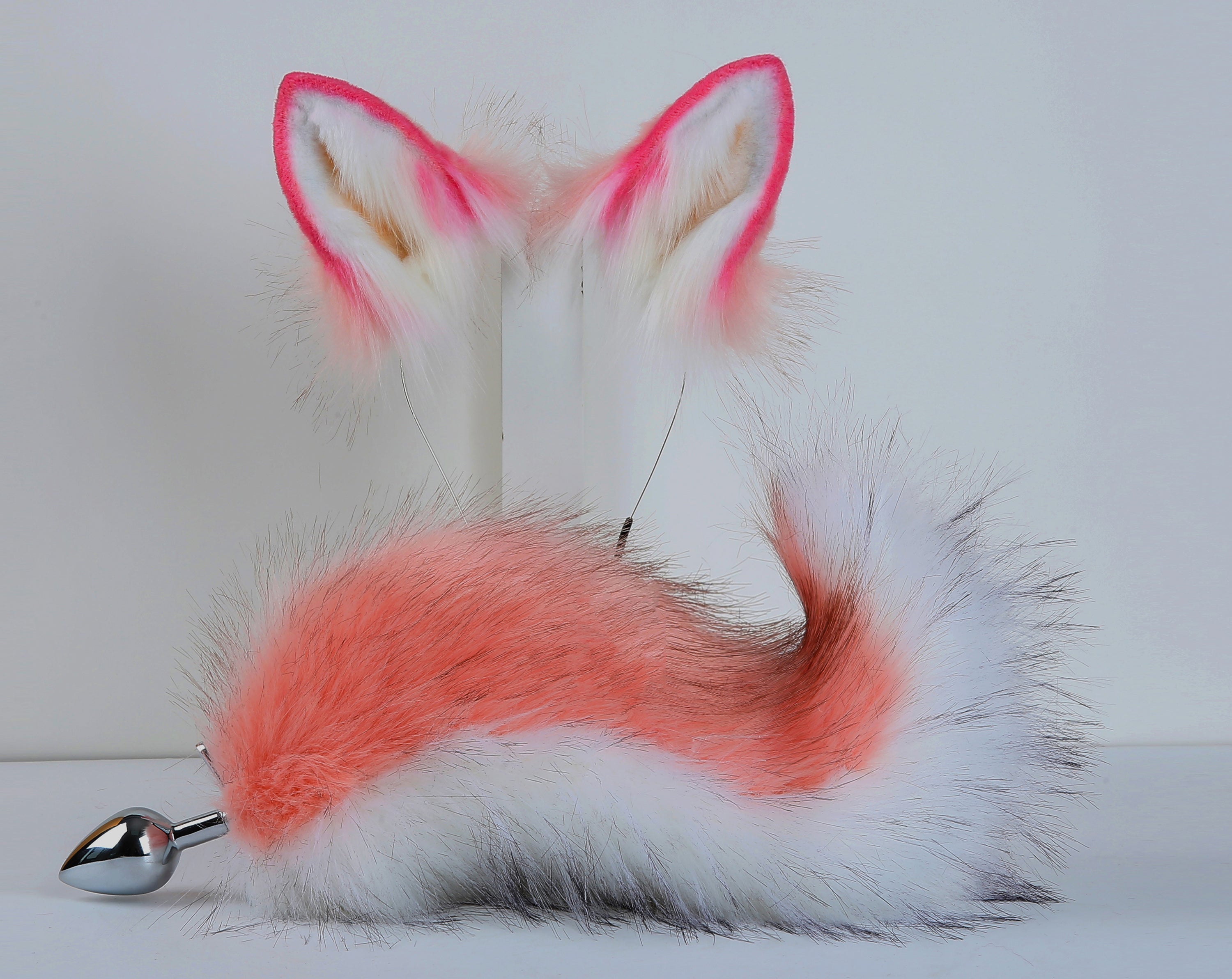 pink dog tail plug and ear set Shiba Inu tail butt plug dog tail buttplug dog ear fox tail plug wolf tail analplug cosplay sextoy