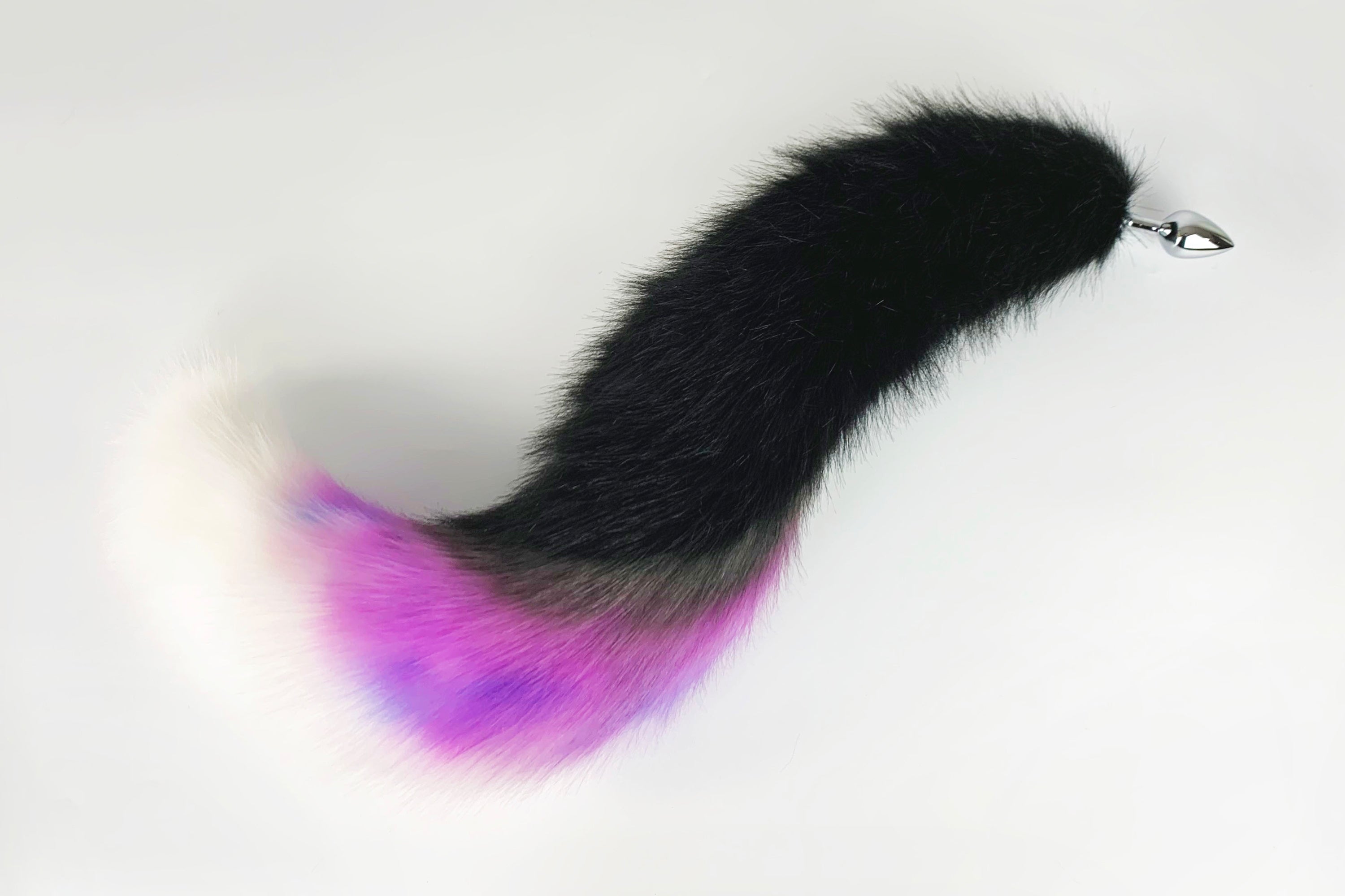 purple black faux fur fox tail plug and ear wolf tail buttplug and ear kitten ear and tail plug set curved tail and ear plug cosplay mature