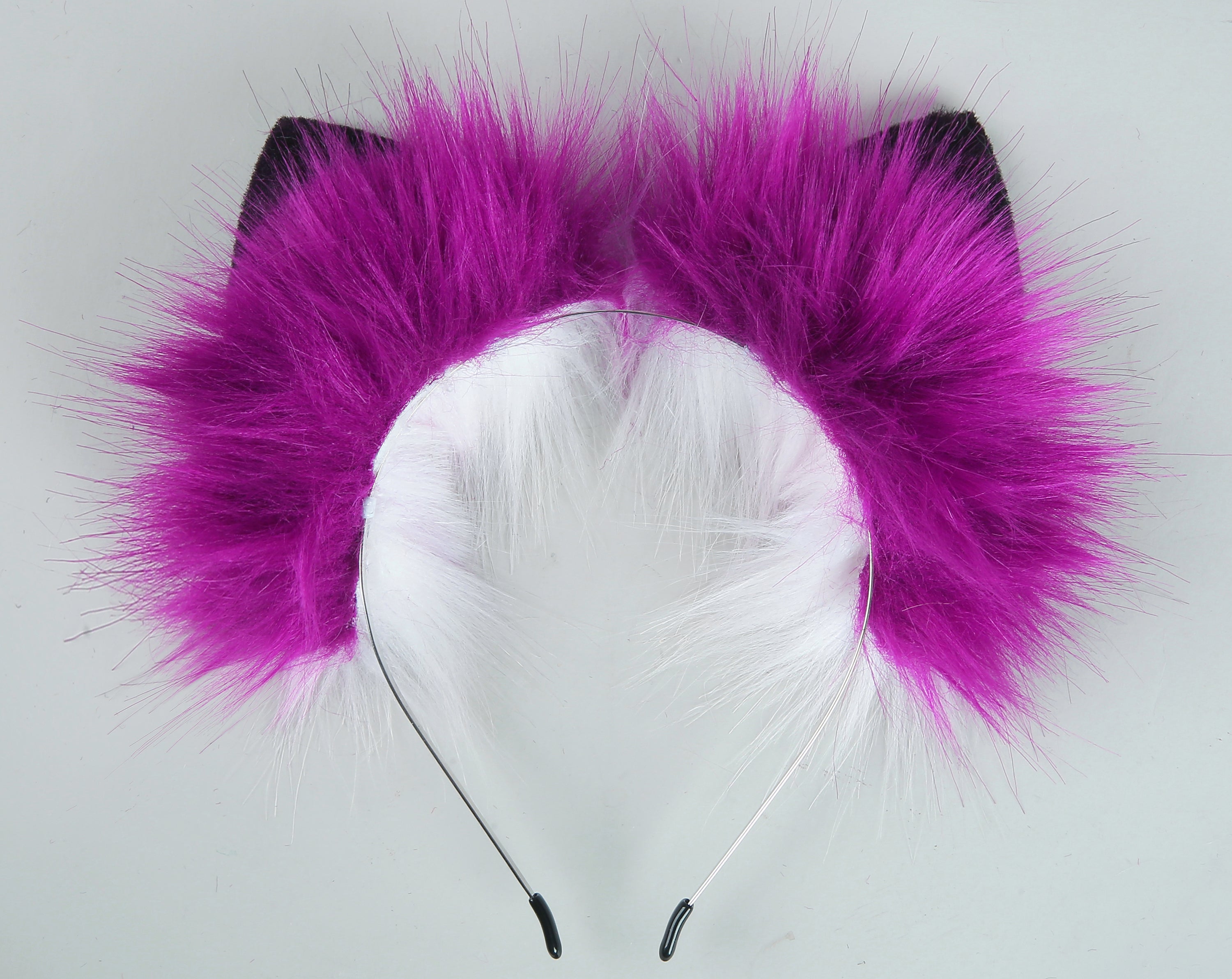 purple black fluffy tug tail plug and ear set fluffy fox tail butt plug and ear set wolf tail buttplug sex toy bdsm cat tail petplay