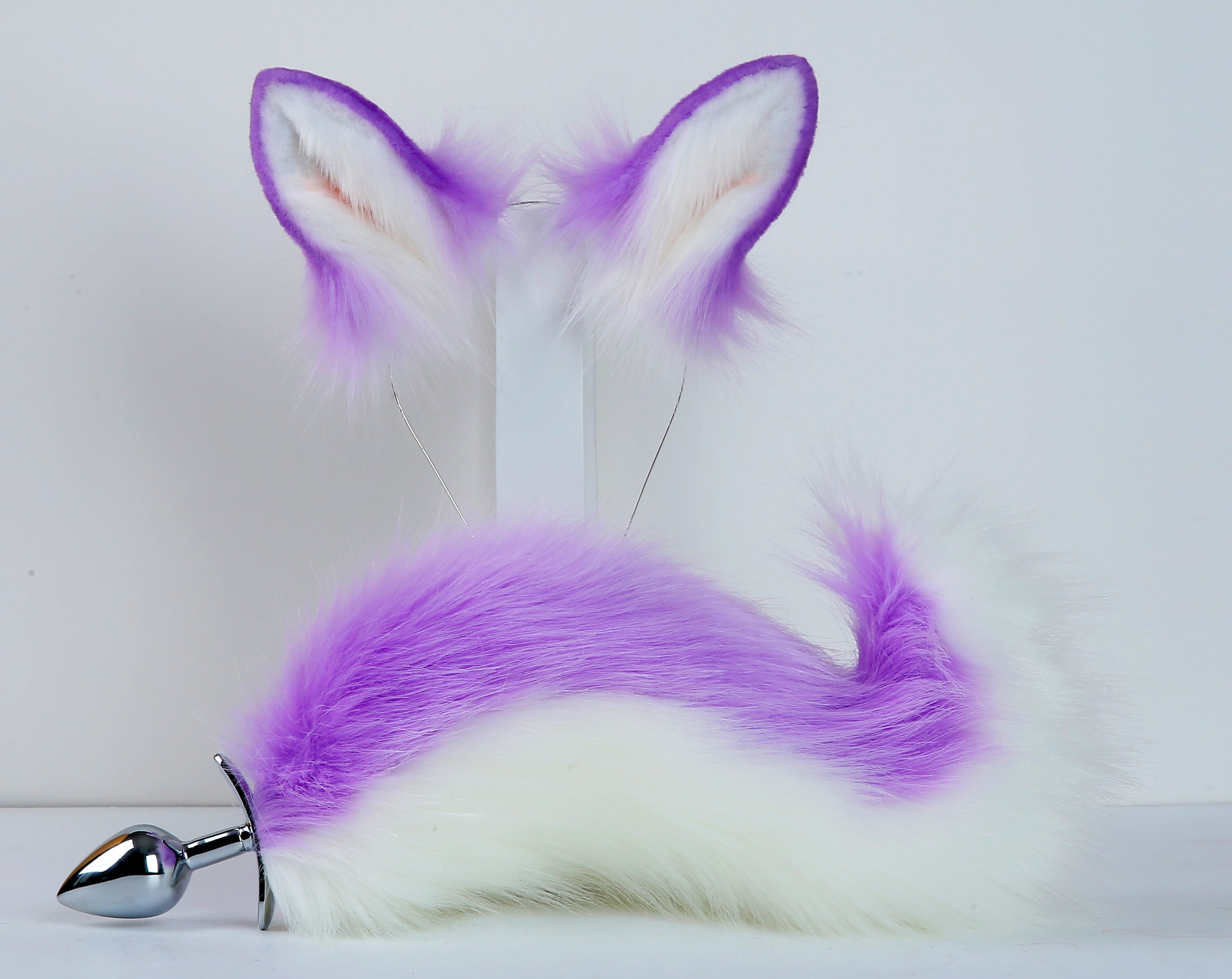 light purple dog tail plug and ear set Shiba Inu tail butt plug dog tail buttplug dog ear fox tail plug wolf tail analplug cosplay puppy playsextoy