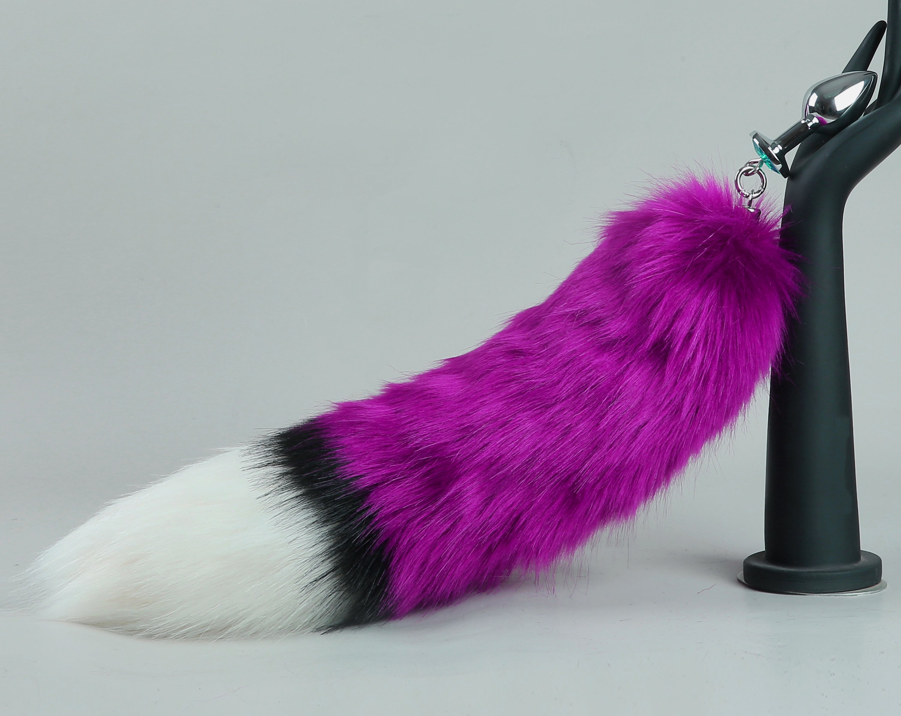 purple fox tail plug and ear set fox ear fluffy wolf tail butt plug tail buttplug wolf ear petplay sextoy anal plug cat tail plug