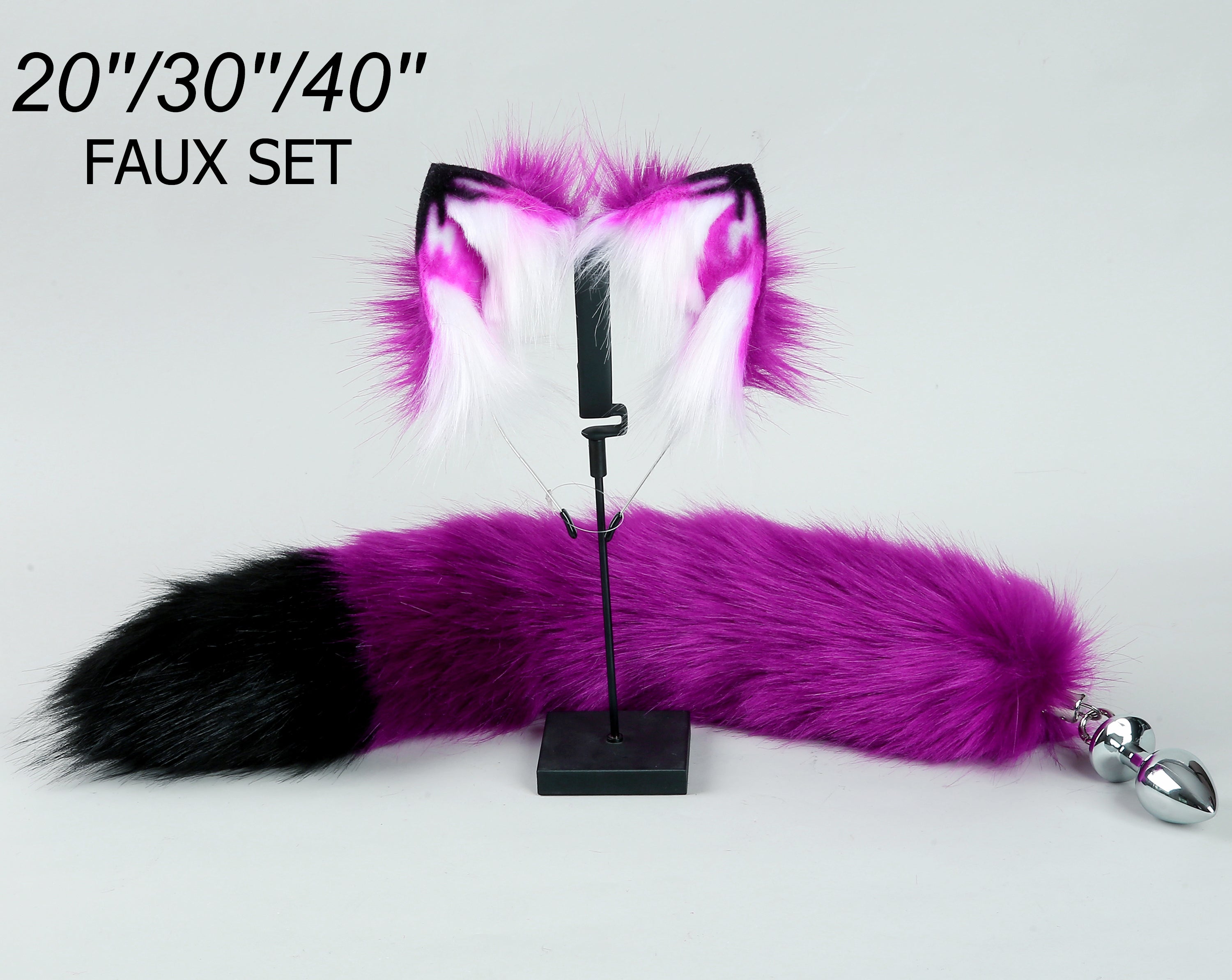 purple fox tail plug and ear set fox ear wolf tail butt plug tail buttplug wolf ear petplay sextoy anal plug tail cat ear and tail plug ass plug tail kittenplay