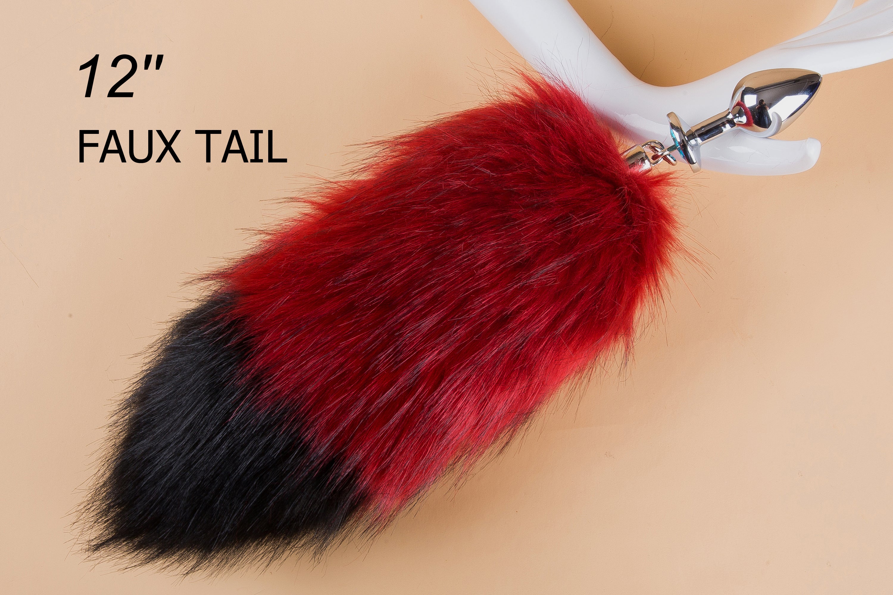 red black short faux fur fox tail plug wolf tail buttplug but plug tail kitten play tail cat tail plug anal tail cosplay bdsm sex toy