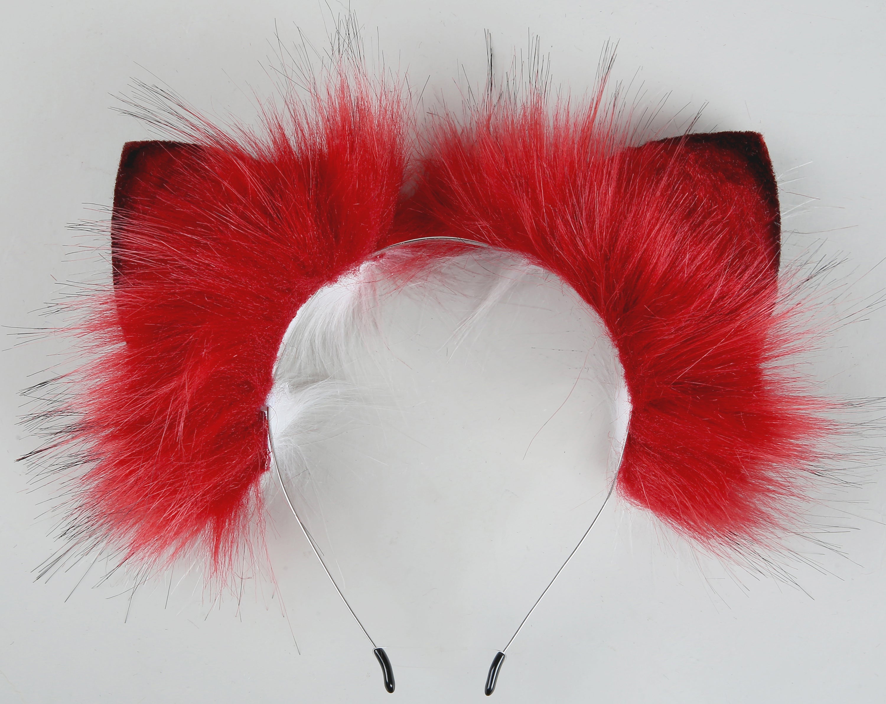 red black tug tail plug and ear set fluffy fox tail butt plug and ear set wolf tail buttplug sex toy bdsm cat tail bondage petplay