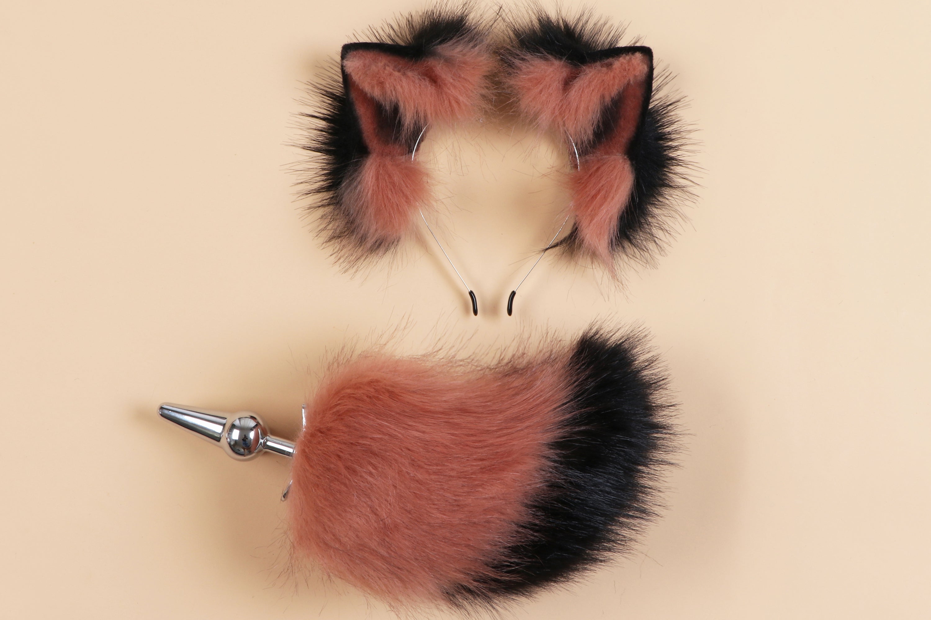 short tail plug and ear set petplay ear and tail butt plug ass tail and ear set tail buttplug bdsm sex toy anal plug tail cosplay ear