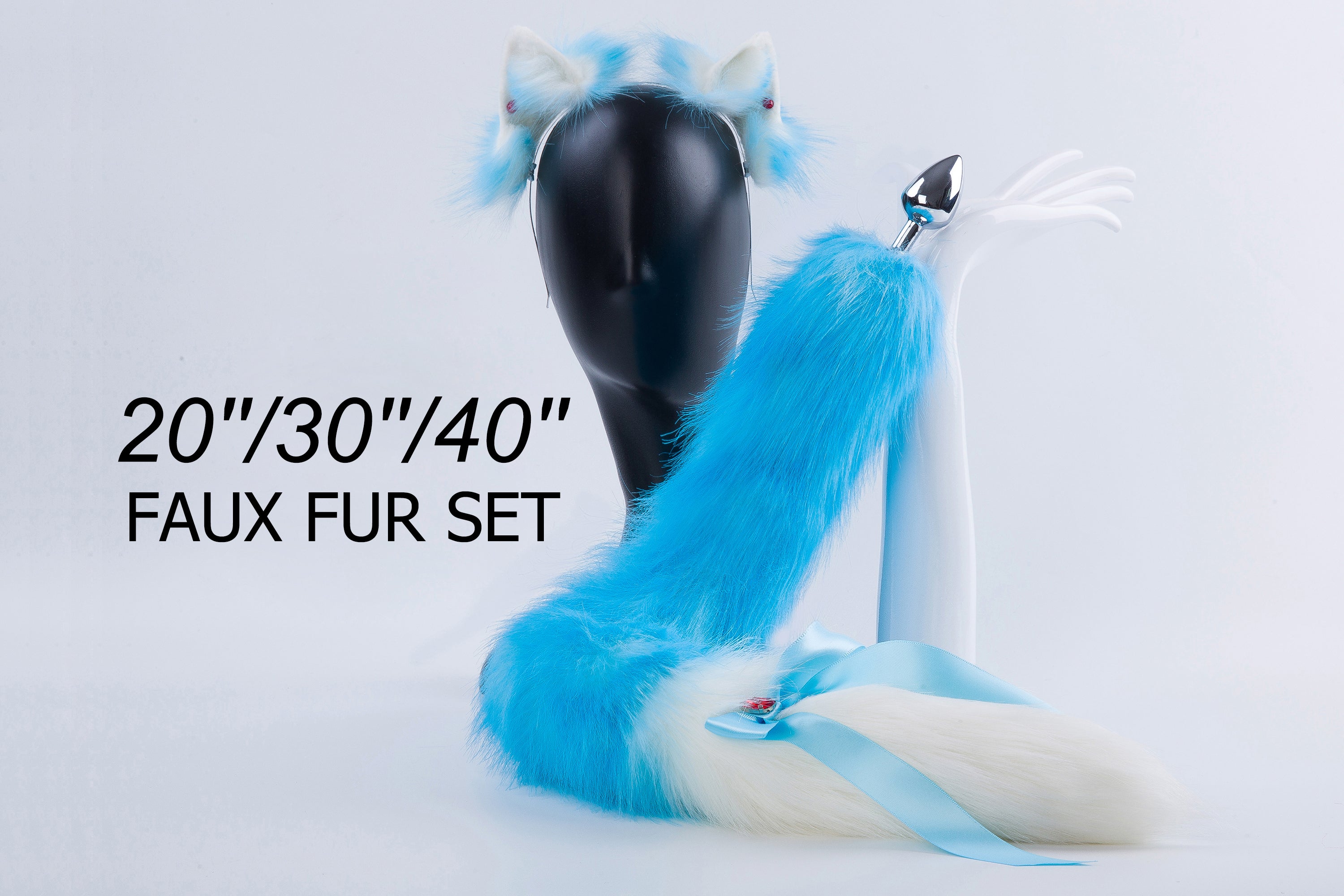 tail butt plug bdsm butt plug dildo white and blue tail plug ears fox tail plug ddlg sex toys butt plug tail fox tail butt plug ddlg