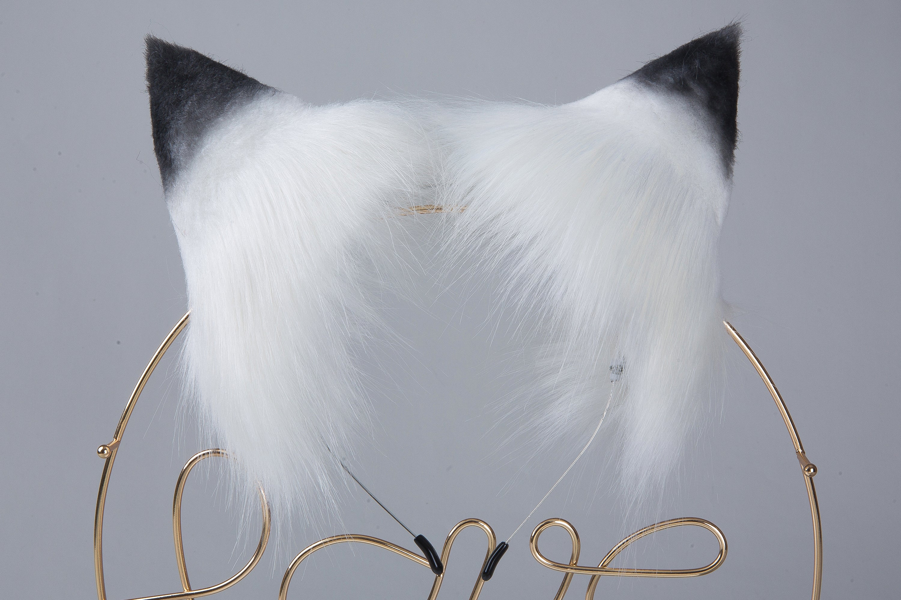 white black faux fur cat ear cosplay ear neko ear fox ear wolf ear headband kitten ear petplay ear kitten play ear animal ear kittenplay ear