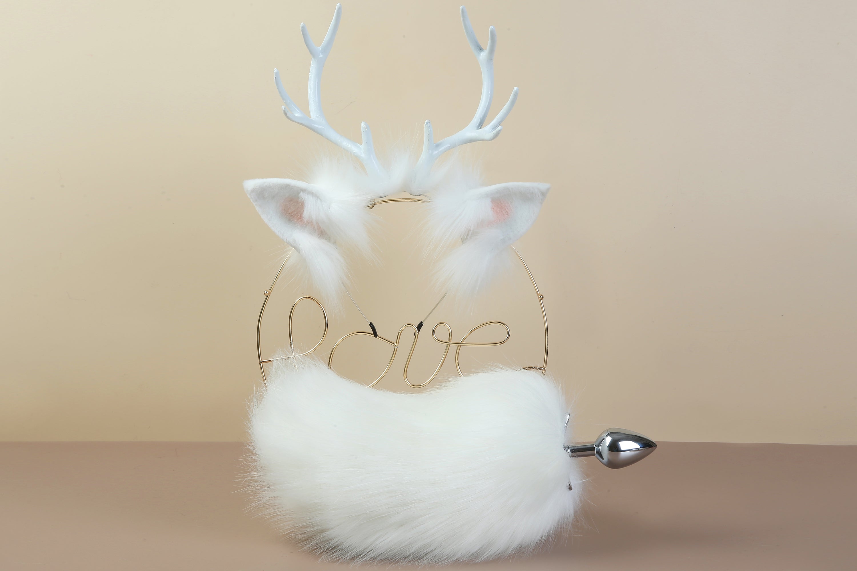 white deer tail plug and ear set cosplay deer ear and tail set pet play anime tail butt plug and ear set bdsm toy sextoy for couple