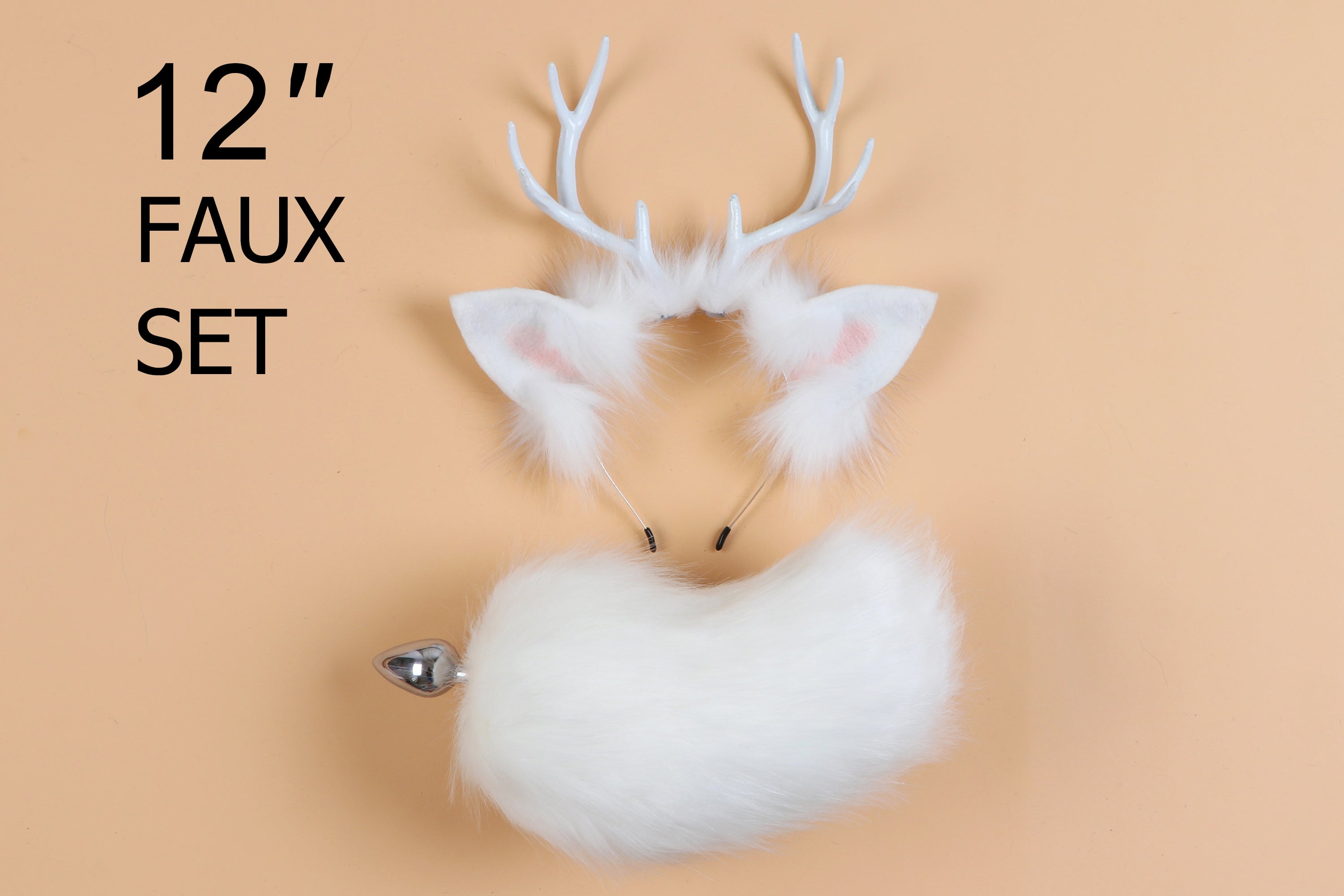 white deer tail plug and ear set cosplay deer ear and tail set pet play anime tail butt plug and ear set bdsm toy sextoy for couple