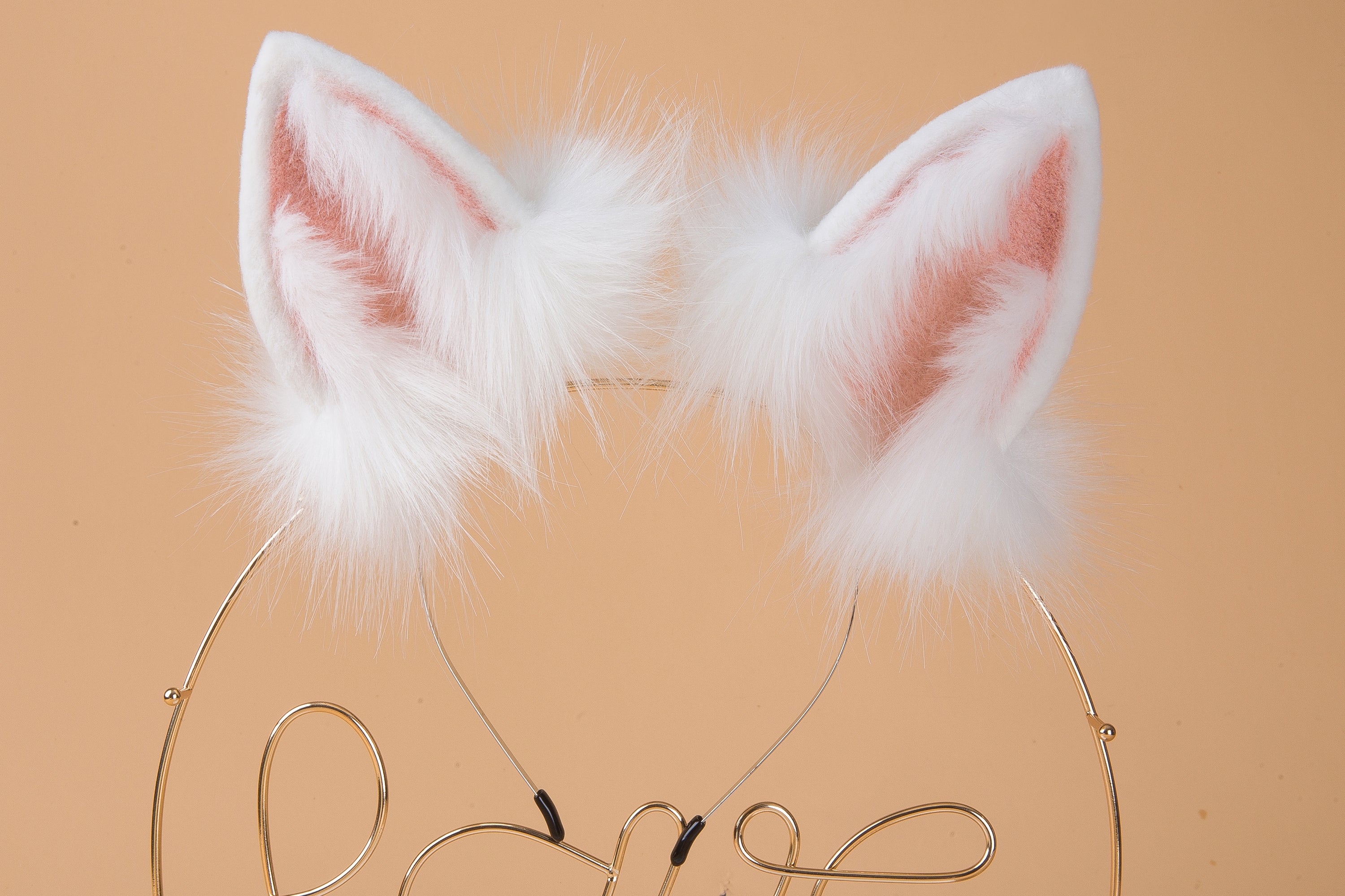 white faux fur bunny ear anime cosplay rabbit ear petplay ear animal ear headband petplay kitten play ear kittenplay ear neko cosplay ear